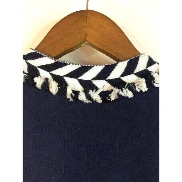 Crown & Ivy Small Navy Blue Sheath Dress Sleeveless Fringe Neckline - Picture 5 of 6